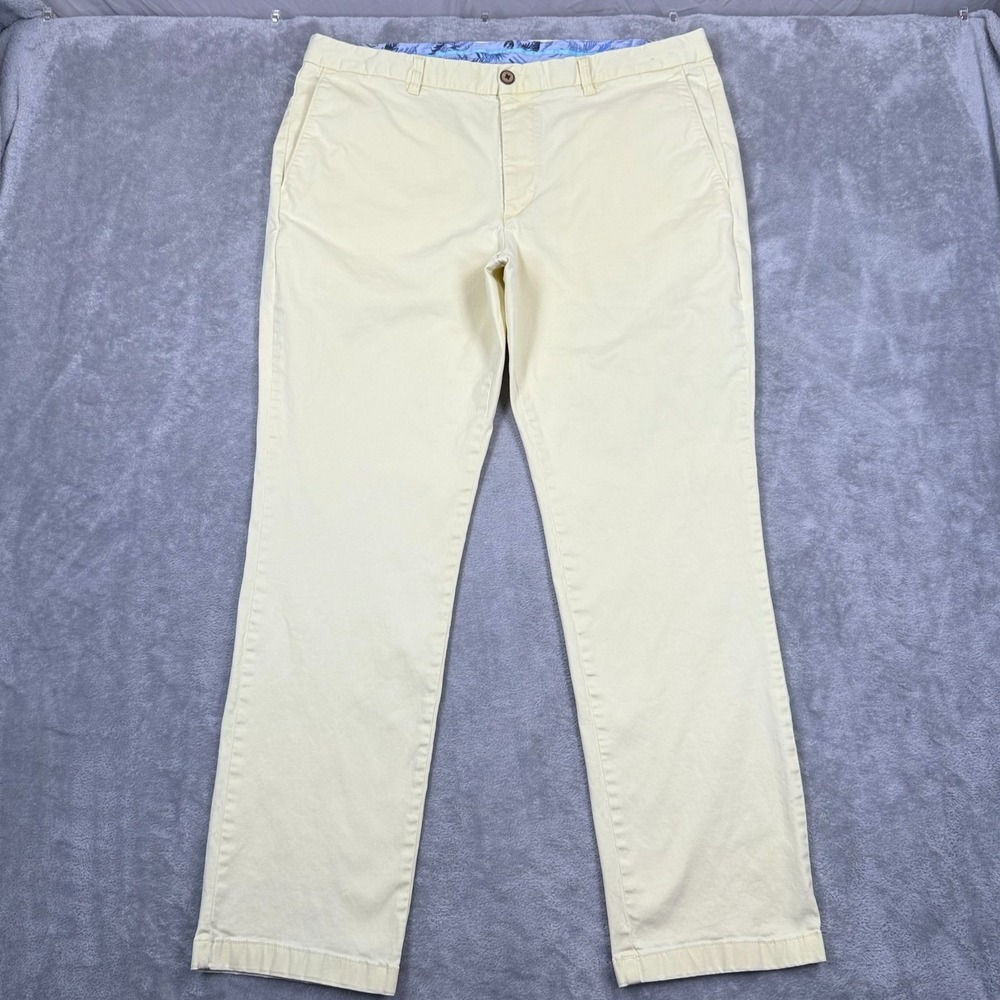 Tommy Bahama Chino Pants Mens 38x31 Yellow Stretch Casual Flat Front Preppy